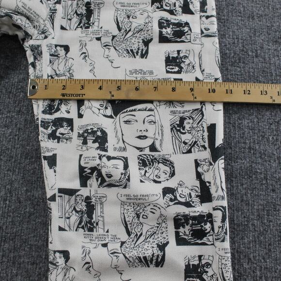 Reformation Jeans 26 Straight Leg Comic Print Newsprint High Rise White Denim - Picture 14 of 16